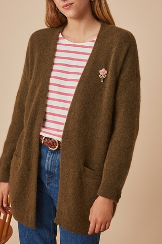 Gilet long en mérinos et alpaga - Marron