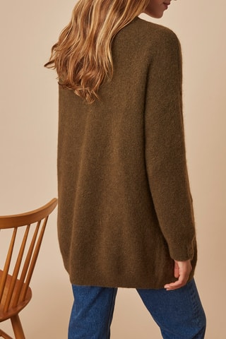 Gilet long en mérinos et alpaga - Marron