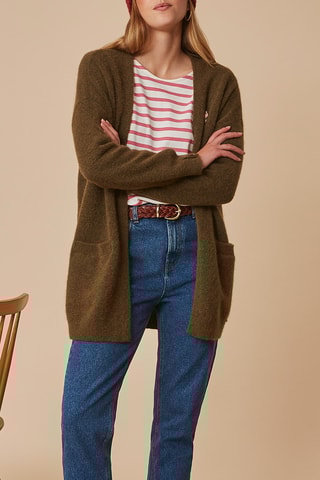 Gilet long en mérinos et alpaga - Marron