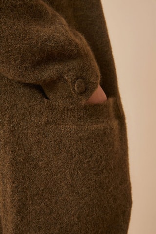 Gilet long en mérinos et alpaga - Marron