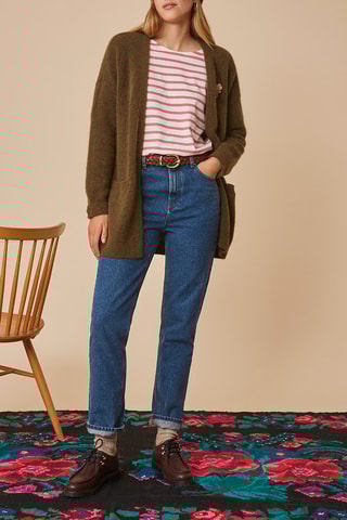 Gilet long en mérinos et alpaga - Marron