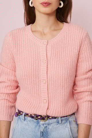 Gilet en alpaga et mérinos - Rose