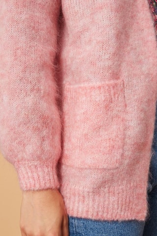 Gilet long en mohair et laine - Rose