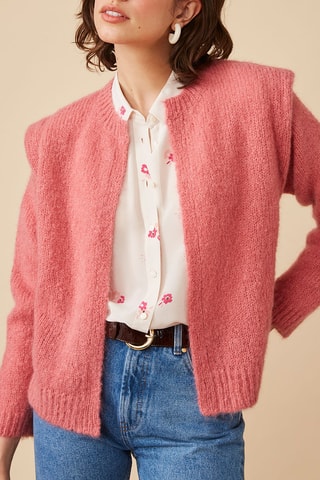 Gilet en mohair et laine - Rose