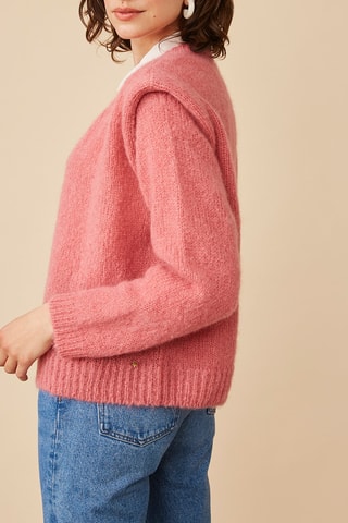 Gilet en mohair et laine - Rose