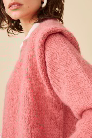 Gilet en mohair et laine - Rose