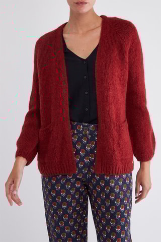 Gilet en super kid mohair et laine - Rouge