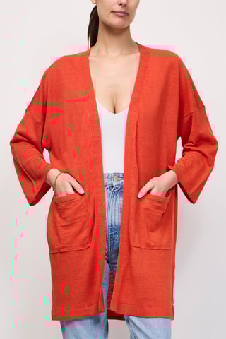 Gilet long en lin Banette - Orange