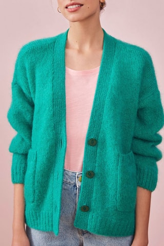Gilet en mohair et laine Mentalo - Turquoise