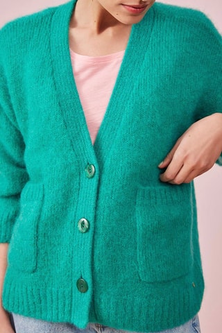 Gilet en mohair et laine Mentalo - Turquoise