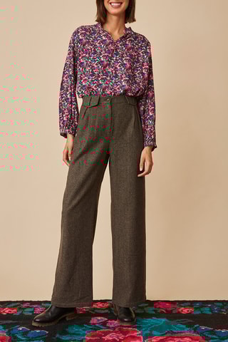 Pantalon droit en laine - Marron