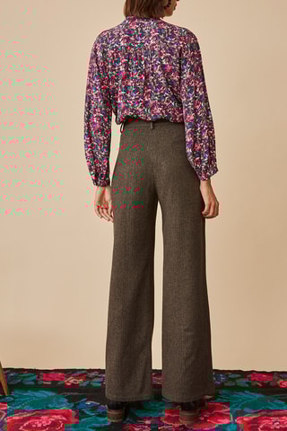 Pantalon droit en laine - Marron