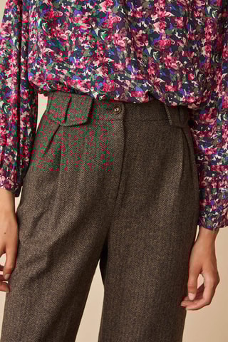 Pantalon droit en laine - Marron