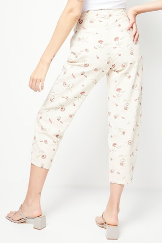 Jean carotte 7/8 Abbie - Ecru et vieux rose