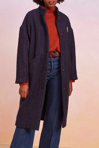 Manteau en laine et alpaga Ninou - Bleu
