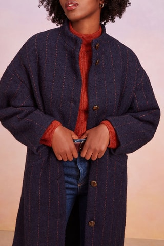 Manteau en laine et alpaga Ninou - Bleu