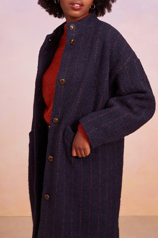 Manteau en laine et alpaga Ninou - Bleu