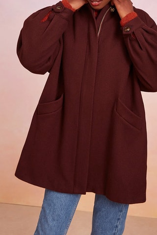 Manteau en laine vierge Neo - Prune