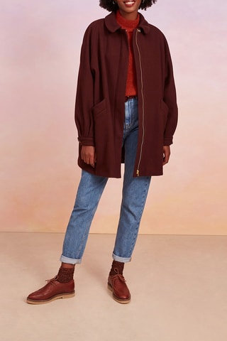 Manteau en laine vierge Neo - Prune