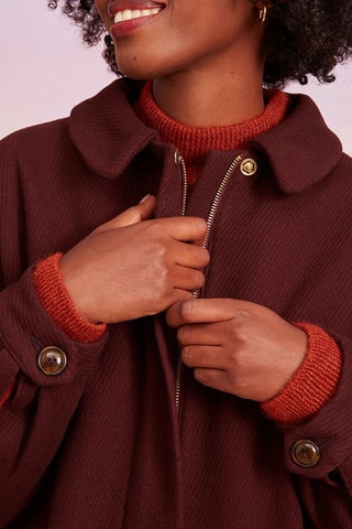 Manteau en laine vierge Neo - Prune