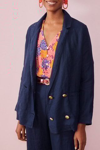 Veste en lin - Bleu marine