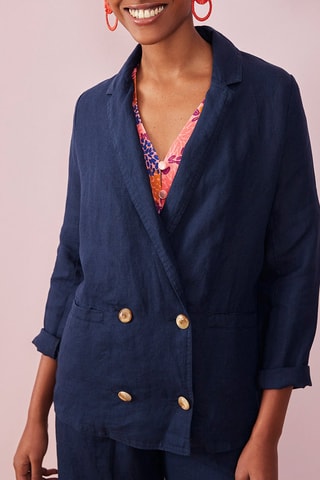 Veste en lin - Bleu marine