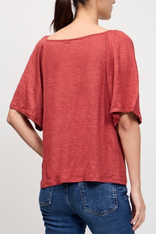 Top en lin Kinouta - Rouge brique chiné