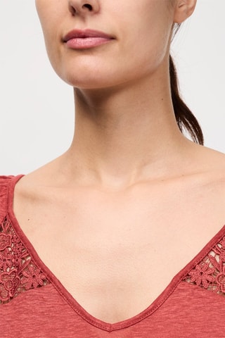 Top en lin Kinouta - Rouge brique chiné