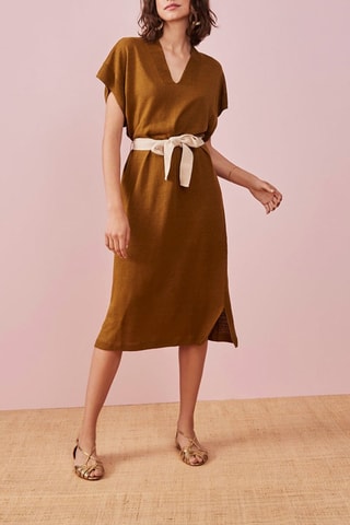 Robe midi en lin Bastia - Vert