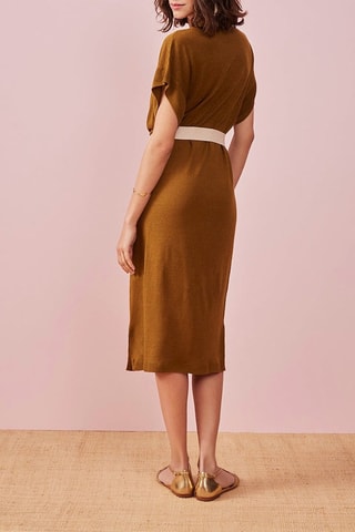 Robe midi en lin Bastia - Vert