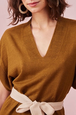 Robe midi en lin Bastia - Vert