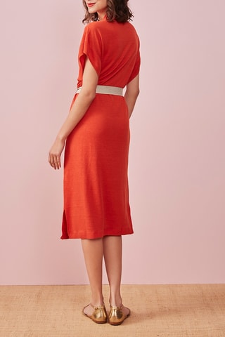 Robe midi en lin Bastia - Rouge 