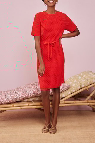 Robe fourreau Hibiscus - Rouge