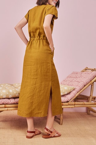 Robe longue en lin Pinède - Kaki 