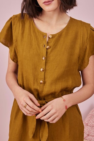 Robe longue en lin Pinède - Kaki 