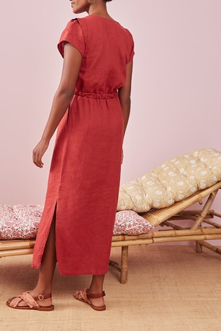 Robe longue en lin Oud - Rouge brique