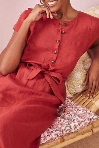 Robe longue en lin Oud - Rouge brique