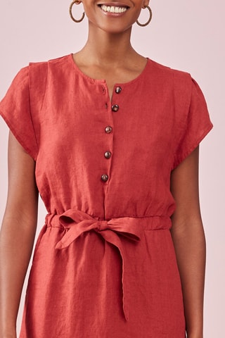 Robe longue en lin Oud - Rouge brique