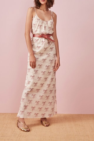 Robe longue Brise - Ecru et bordeaux