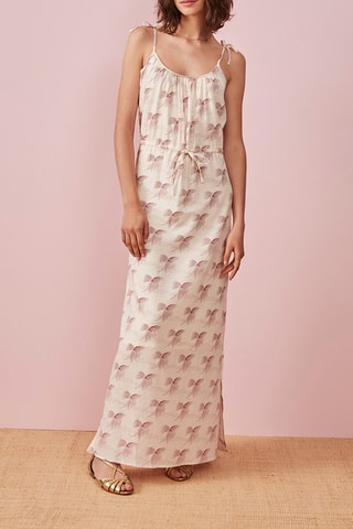 Robe longue Brise - Ecru et bordeaux