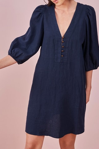 Robe trapèze en lin - Bleu marine