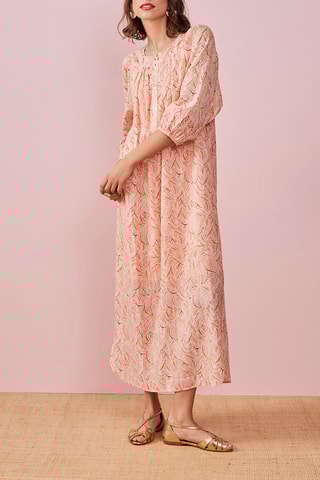 Robe droite Patio - Nude et blanc