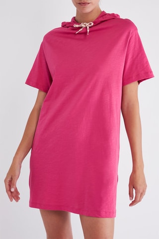 Robe sweat à capuche - Rose
