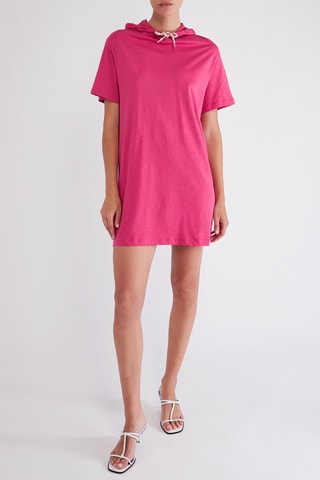 Robe sweat à capuche - Rose
