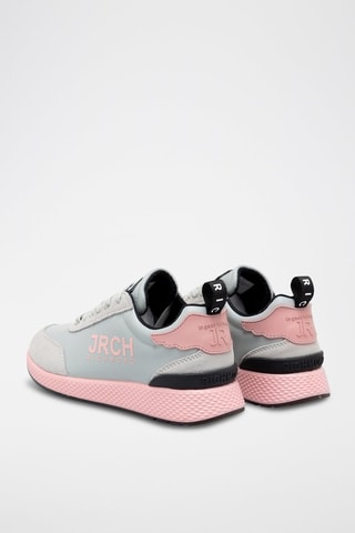 Sneakers de nobuck - Cinzento-claro e rosa