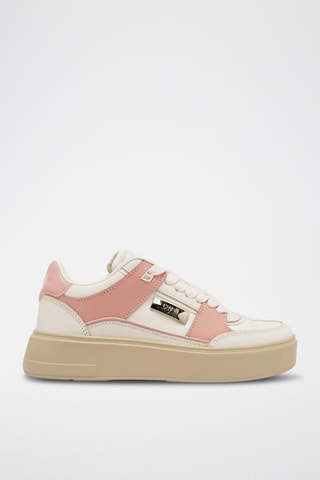 Sapatilhas com plataforma em couro - Rosa e branco