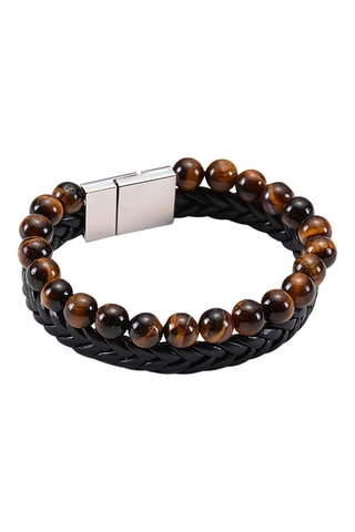 Bracelet - 
Cuir et œils-de-tigre