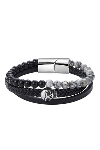 Bracelet - Cuir et pierres de lave