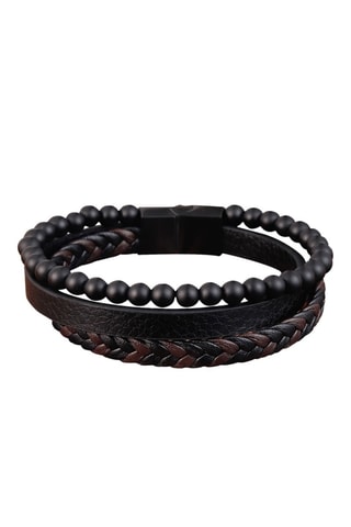 Bracelet - Cuir et pierres de lave