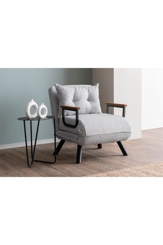 Fauteuil convertible - Gris - Revêtement en tissu teddy
